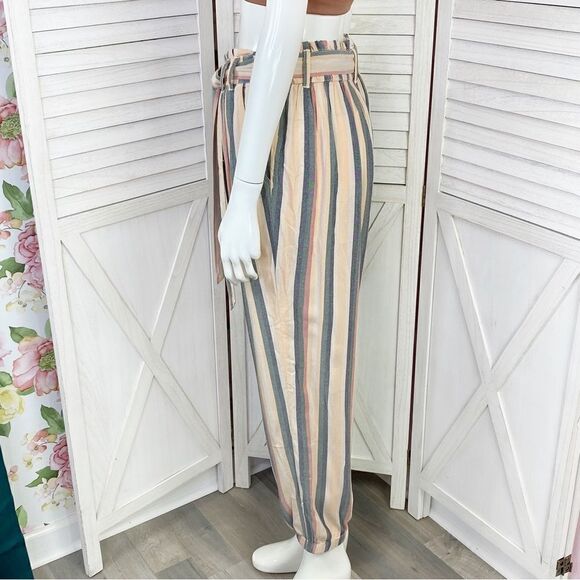 American Eagle Outfitters Striped Paperbag Jogger Pants Peach Multi Medium - Picture 3 of 15